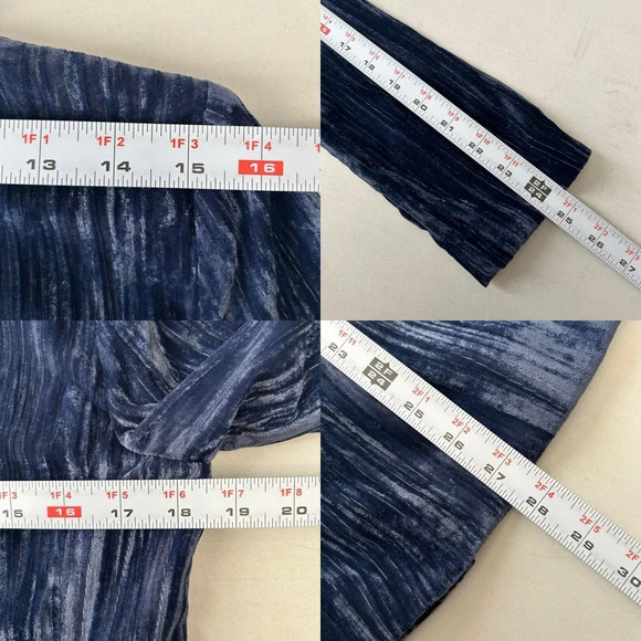 Topshop Crinkled Velvet Suit Matching Blazer & Trousers Wide Leg Blue Size 4 NWT - Picture 15 of 16